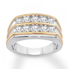 Men's Diamond Band 1 ct tw Round-cut 10K Two-Tone Gold