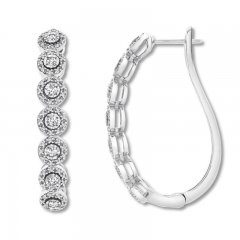 Diamond Hoop Earrings 1/2 ct tw Round-cut Sterling Silver