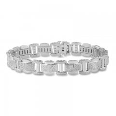 Men's Diamond Bracelet 1 ct tw Sterling Silver 8.5"