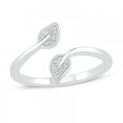 Diamond Leaf Toe Ring 10K White Gold