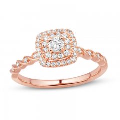 Diamond Engagement Ring 1/3 ct tw Round-cut 10K Rose Gold