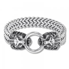Men's Link Chain & Lion Head Bracelet Stainless Steel