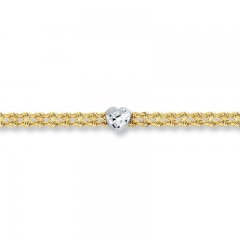 Heart Anklet 10K Two-Tone Gold 9.5-inch Length