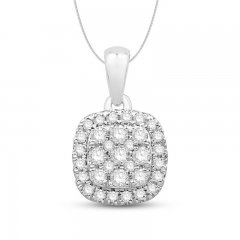 Diamond Necklace 1/4 ct tw Round-Cut 10K White Gold 18"