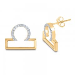 Diamond Libra Earrings 1/10 ct tw Round-cut 10K Yellow Gold