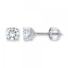 Solitaire Earrings 1 ct tw Diamonds 14K White Gold