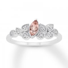 Morganite & Diamond Ring Sterling Silver