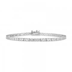 White Lab-Created Sapphire Line Bracelet Sterling Silver 7.25"