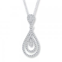 Diamond Teardrop Necklace 1/2 ct tw Round-cut 10K White Gold