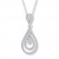 Diamond Teardrop Necklace 1/2 ct tw Round-cut 10K White Gold