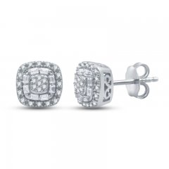 Lab-Created Diamonds by KAY Earrings 1/4 ct tw Round/Baguette-Cut Sterling Silver *Due to supply constraints, these earrings may include natural diamonds.