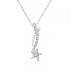 Diamond Star Necklace 1/10 ct tw Round-Cut Sterling Silver 19"