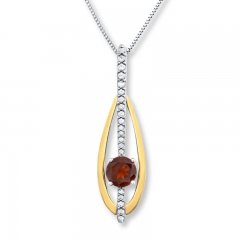 Garnet & Topaz Necklace Sterling Silver/10K Yellow Gold