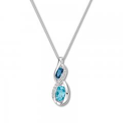 Blue Topaz & Lab-Created Sapphire Necklace Sterling Silver