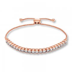 Diamond Bolo Bracelet 1/2 ct tw Round-cut 10K Rose Gold