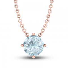 Aquamarine Solitaire Necklace 10K Rose Gold 18"