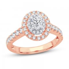 Diamond Engagement Ring 1 ct tw Oval/Round 14K Rose Gold