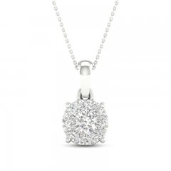 Diamond Halo Necklace 1/4 ct tw Round-Cut 10K White Gold 18"