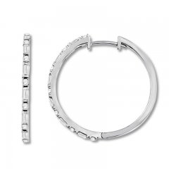 Diamond Hoop Earrings 1/2 Carat tw 10K White Gold