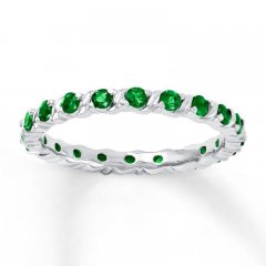 Stackable Ring Lab-Created Emeralds Sterling Silver