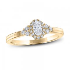 Diamond Engagement Ring 3/8 ct tw Oval/Round 14K Yellow Gold