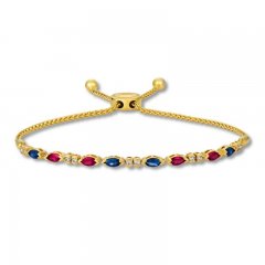 Le Vian Sapphire/Ruby Bolo Bracelet 1/5 ct tw Diamonds 14K Gold