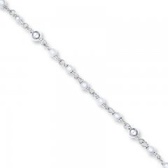 Cultured Pearl Anklet Sterling Silver 10" Length