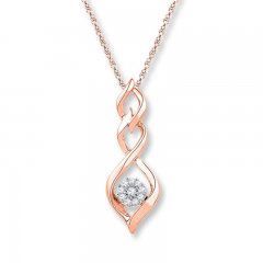 Diamond Necklace 1/10 ct tw Round-cut 10K Rose Gold