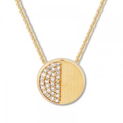 Diamond Circle Necklace 1/10 ct tw Round-cut 10K Yellow Gold