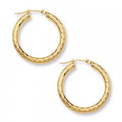 Hoop Earrings 14K Yellow Gold 30mm