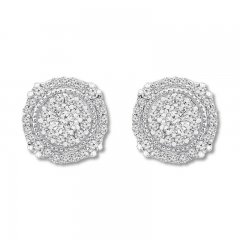 Diamond Earrings 1/2 ct tw Round-cut Sterling Silver