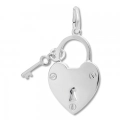 Heart Lock & Key Charm Sterling Silver