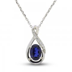 Blue & White Lab-Created Sapphire Necklace Sterling SIlver 18"