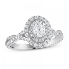 Diamond Enagagment Ring 3/4 ct tw Oval/Round-cut in 14K White Gold