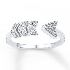 Midi Arrow Ring Diamond Accents Sterling Silver