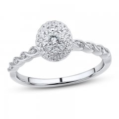 Diamond Engagement Ring 1/4 ct tw Round-cut 10K White Gold