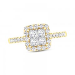 Diamond Engagement Ring 1 ct tw Princess/Round 14K Yellow Gold