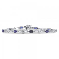 Lab-Created Blue Sapphire & Lab-Created White Sapphire Bracelet Sterling Silver