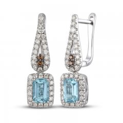 Le Vian Diamond & Aquamarine Dangle Earrings 1/2 ct tw 14K Vanilla Gold