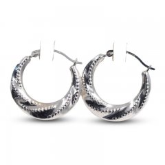 Beaded Hoop Earrings 14K White Gold