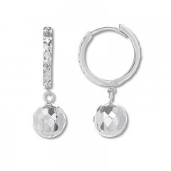 Textured Sphere Dangle Earrings Sterling Silver