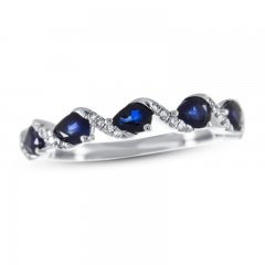 Sapphire Ring 1/10 ct tw Diamonds 10K White Gold