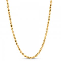 Men's Hollow Rope Chain 2.9-3.0mm 14K Yellow Gold 20"