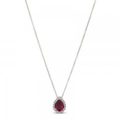 Le Vian Rhodolite & Diamond Necklace 1/8 ct tw 14K Vanilla Gold 18"