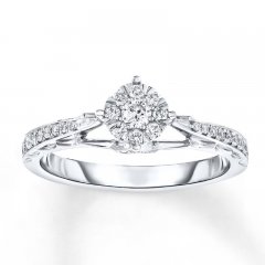 Diamond Engagement Ring 1/3 ct tw Round-cut 10K White Gold