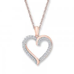 Diamond Heart Necklace 1/4 ct tw Round-cut 10K Rose Gold