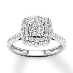 Diamond Engagement Ring 1/2 ct tw Round-cut 10K White Gold