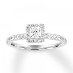 Diamond Engagement Ring 5/8 ct tw Princess/Round 14K White Gold