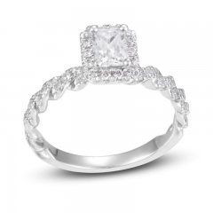 Diamond Engagement Ring 1 ct tw Radiant/Round 14K White Gold