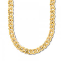 Men's Hollow Cuban Curb Chain Necklace 14K Yellow Gold 26"